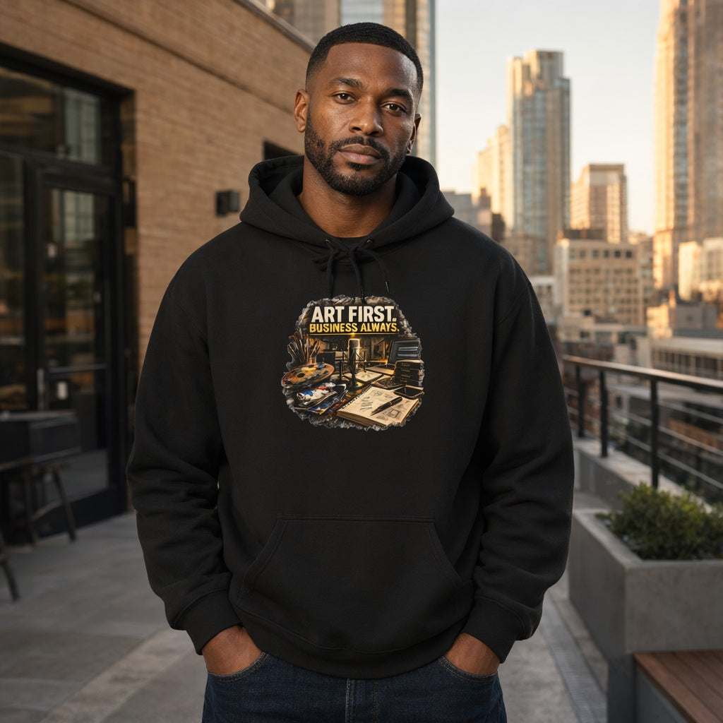 Art First Hoodie – Vintage Artist Studio Graphic Sweatshirt