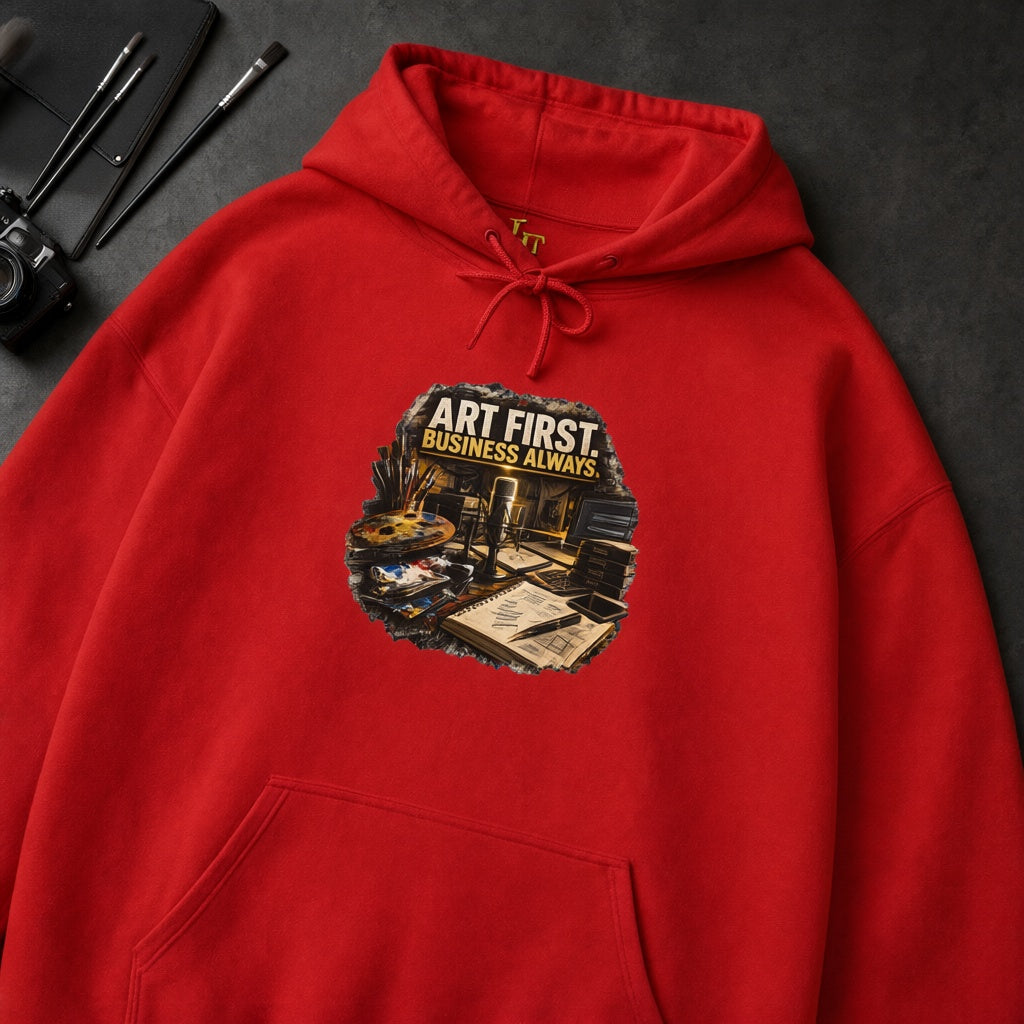 Art First Hoodie – Vintage Artist Studio Graphic Sweatshirt
